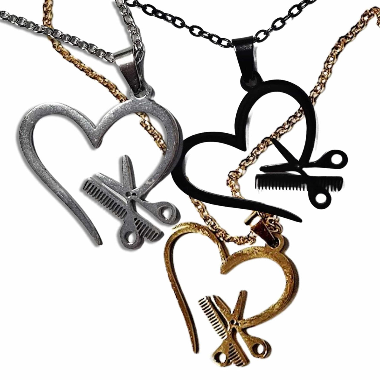 Stylist Heart Necklace with Shear and Comb