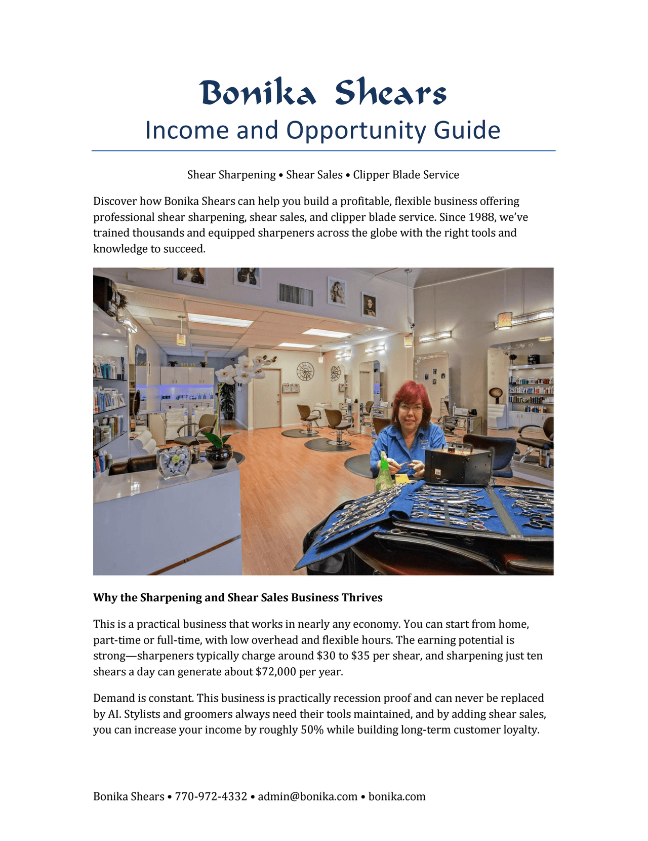 Information Package about Selling Shears and or Sharpening for Salons and Groomers