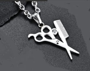 Necklace with Shears, Comb and Crystal